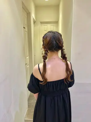 ヘアアレンジ エクステ🎀 暖色カラー🎀amiのヘアスタイル
