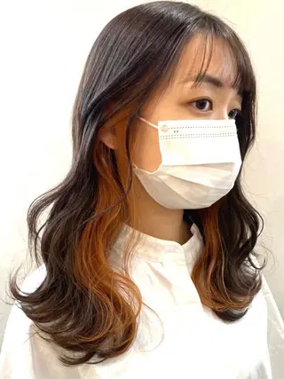 セミロング カラー ☀️東京→岡崎☀️ ハイライト青山彪雅のヘアスタイル