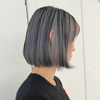 ミディアム カラー 顔周りカット／透明感 カラー／Kurumeのヘアスタイル