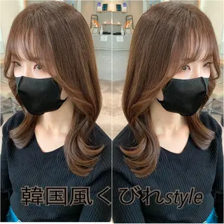 セミロング カラー ヘアアレンジ 韓国hair🦋 Nanaのヘアスタイル