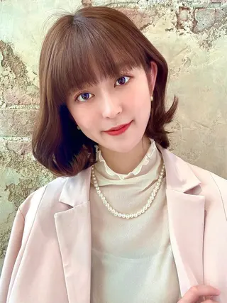 ミディアム カラー パーマ ヘアアレンジ 🌈小顔似合わせ SHIHO🌈のヘアスタイル