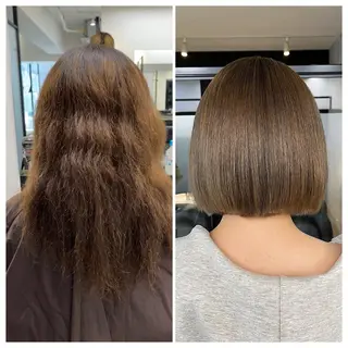 ショート け んブリーチ縮毛矯正のヘアスタイル