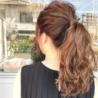 セミロング カラー パーマ ヘアアレンジ Mariana/ 鶴原-ハイライトのヘアスタイル