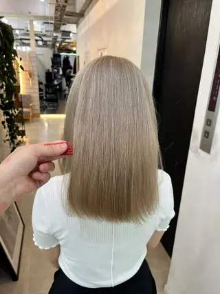 ミディアム カラー ブリーチ有無Wカラー メンズパーマ大成のヘアスタイル