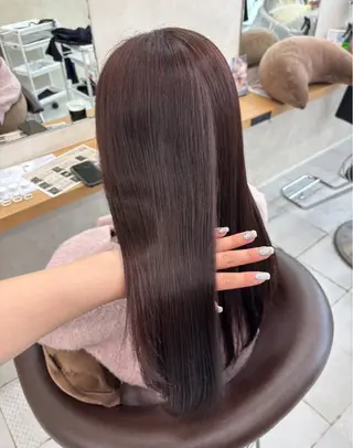 ロング カラー ブリーチなしカラー/ 暖色カラー/艶カラーのヘアスタイル