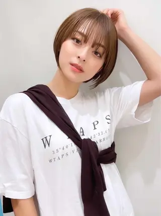 ショート カラー ✨コテ巻き風パーマ ✨川合佑哉のヘアスタイル