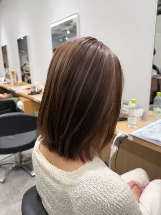 ミディアム カラー 巻ける髪質改善🫧ハ イライト/永田汰伊智のヘアスタイル