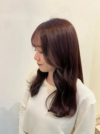 セミロング カラー ブリーチしない暖色 カラー🥀杉 優菜のヘアスタイル