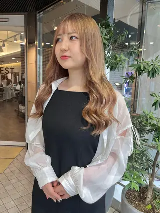 ロング カラー カットパーマ 🌀あさみのヘアスタイル