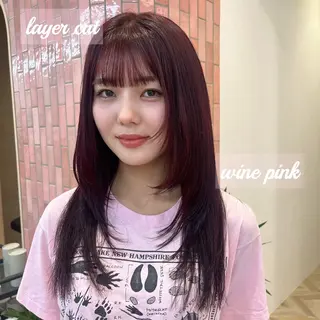 セミロング カラー 柔らかい艶暖色 レイヤー🫧姫汝のヘアスタイル