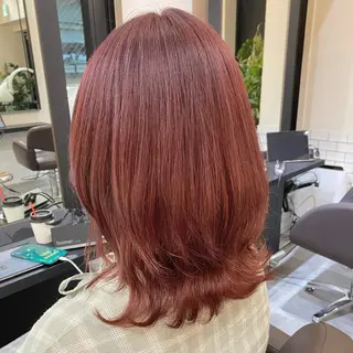 セミロング カラー パーマ ヘアアレンジ メンズ キッズ 艶ピンク*ヘアセット 🌙shioriのヘアスタイル