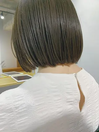 ショート カラー ボブパーマコテ巻き風 パーマNo1深江秀平のヘアスタイル