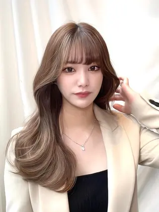 セミロング カラー 顔周り特化/韓国ヘア /レイヤー/吉野幸大のヘアスタイル