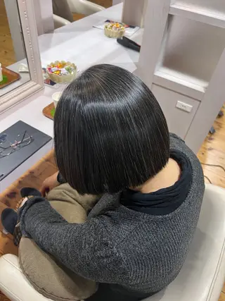 ミディアム 佐藤 翔空【艶 カラー/縮毛矯正】のヘアスタイル