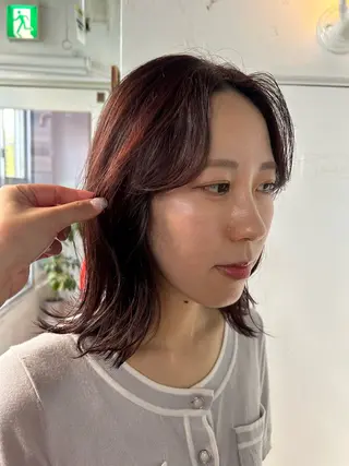 ミディアム カラー maho/垢抜け カラーパーマメイクのヘアスタイル