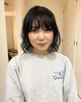 ミディアム パーマ ショート& パーマ　坂本のヘアスタイル