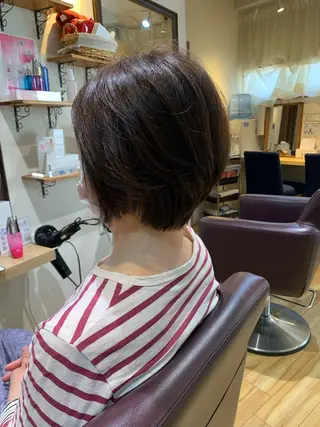 ショート カラー パーマ ヘアアレンジ メンズ キッズ 白髪世代特化 🌿飯塚京橋のヘアスタイル