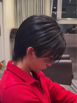 ミディアム パーマ メンズ 港南台短髪特化 フェザーパーマのヘアスタイル