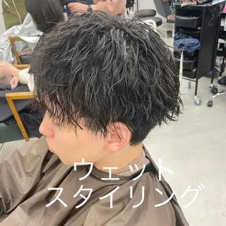 ショート パーマ メンズ Lull1人美容室 バレイヤージュのヘアスタイル