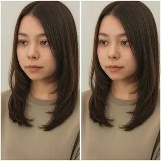 セミロング 【北千住】🌈韓国風 レイヤー✨小顔カットのヘアスタイル