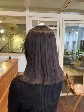 セミロング カラー くいた あやなのヘアスタイル