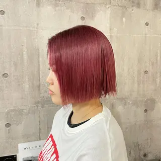 ミディアム カラー パーマ ヘアアレンジ メンズ キッズ ネイル マツエク・マツパ 切りっぱなしヘアボブ ミディアムヘアRYOのヘアスタイル