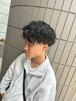 ミディアム パーマ メンズ 大阪/梅田/シャドウ パーマ/ノボリユウタのヘアスタイル