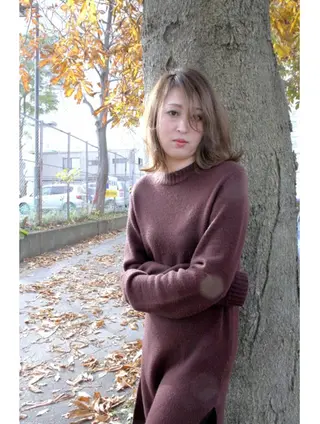ミディアム カラー ママ美容師 *ヒマワリのヘアスタイル