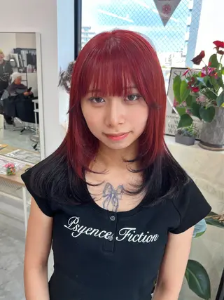 セミロング カラー 𝐠𝐢𝐫𝐥𝐲 𝐦𝐨𝐝𝐞🖤のヘアスタイル