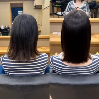 セミロング 【髪質改善】タケウチ 【手で乾かすだけ】のヘアスタイル