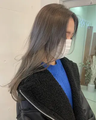 ロング カラー レイヤー べージュ 白石研太のヘアスタイル