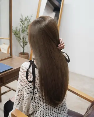 ロング カラー 透けヘア/艶ベージュ ヘアセット/nagiのヘアスタイル