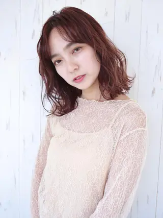 ミディアム カラー 𖧷 ⁺. 大人ヘア Yui 𓂃𓈒𓏸のヘアスタイル