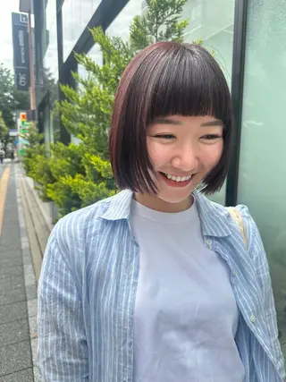 ショート カラー ボブ/レイヤー/ 透明感/Hazukiのヘアスタイル