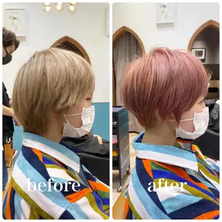 ショート カラー 似合わせ/小顔カット 🔷山方直也のヘアスタイル