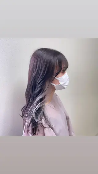 ミディアム カラー パーマ ヘアアレンジ メンズ キッズ ネイル マツエク・マツパ 切りっぱなしヘアボブ ミディアムヘアRYOのヘアスタイル