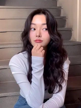 セミロング カラー ×シールエクステのヘアスタイル