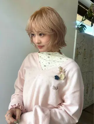 カラー ひいろ パーマ/カットモデルのヘアスタイル