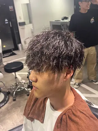 ミディアム パーマ 朝陽 ／メンズヘア特化のヘアスタイル