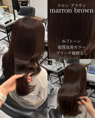 セミロング カラー 透け感ブラウンカラー /レイヤー🧸ナシコのヘアスタイル