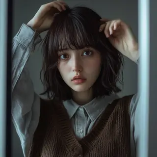 ミディアム パーマ ハイトーン×髪質改善 Gran Luciaのヘアスタイル