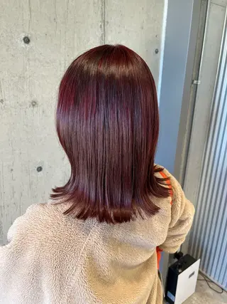 ミディアム カラー ヘアアレンジ ボブ×艶カラー 特化・リクト💥のヘアスタイル