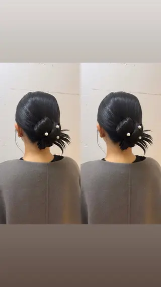 ミディアム ヘアアレンジ 暖色カラー/ ストレート/くるみのヘアスタイル
