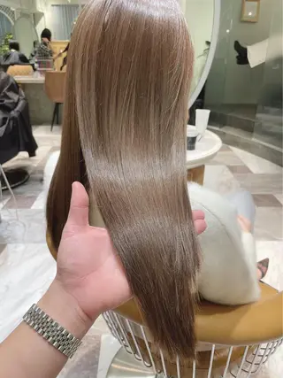 カラー ブリーチなし 透明感カラー/艶髪のヘアスタイル