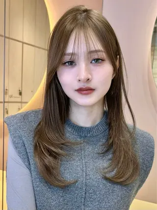 セミロング ヘアアレンジ 大宮‎🩵縮毛矯正 レイヤー　佐藤和のヘアスタイル