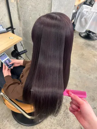 ロング カラー 🌷ラベンダーピンク 顔まわり🌷ねいろのヘアスタイル