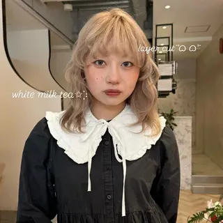 セミロング カラー 柔らかいcolor ￤韓国￤🩰マユ🩰のヘアスタイル