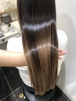 ロング 三箇島陽香/髪質改善 クロスパーマ縮毛矯正のヘアスタイル