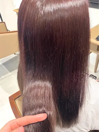 セミロング 酸性ストレート/ブリ ーチなしWカラー河本のヘアスタイル