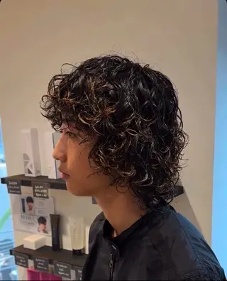 ミディアム パーマ メンズ 小川 廉太朗のヘアスタイル